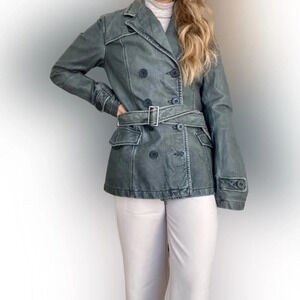 Danier Authentic  Gray Leather Jacket with belt